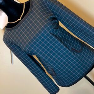 MAX Studio Tartan Plain 3/4 Sleeve Top, Size Small